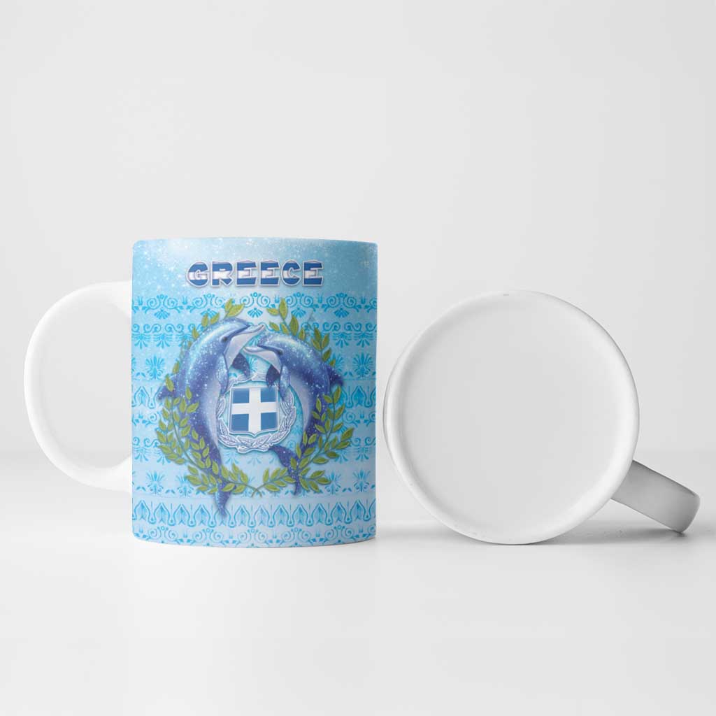 Personalized Greece Ceramic Mug Dolphins And Symbol - Wonder Print Shop