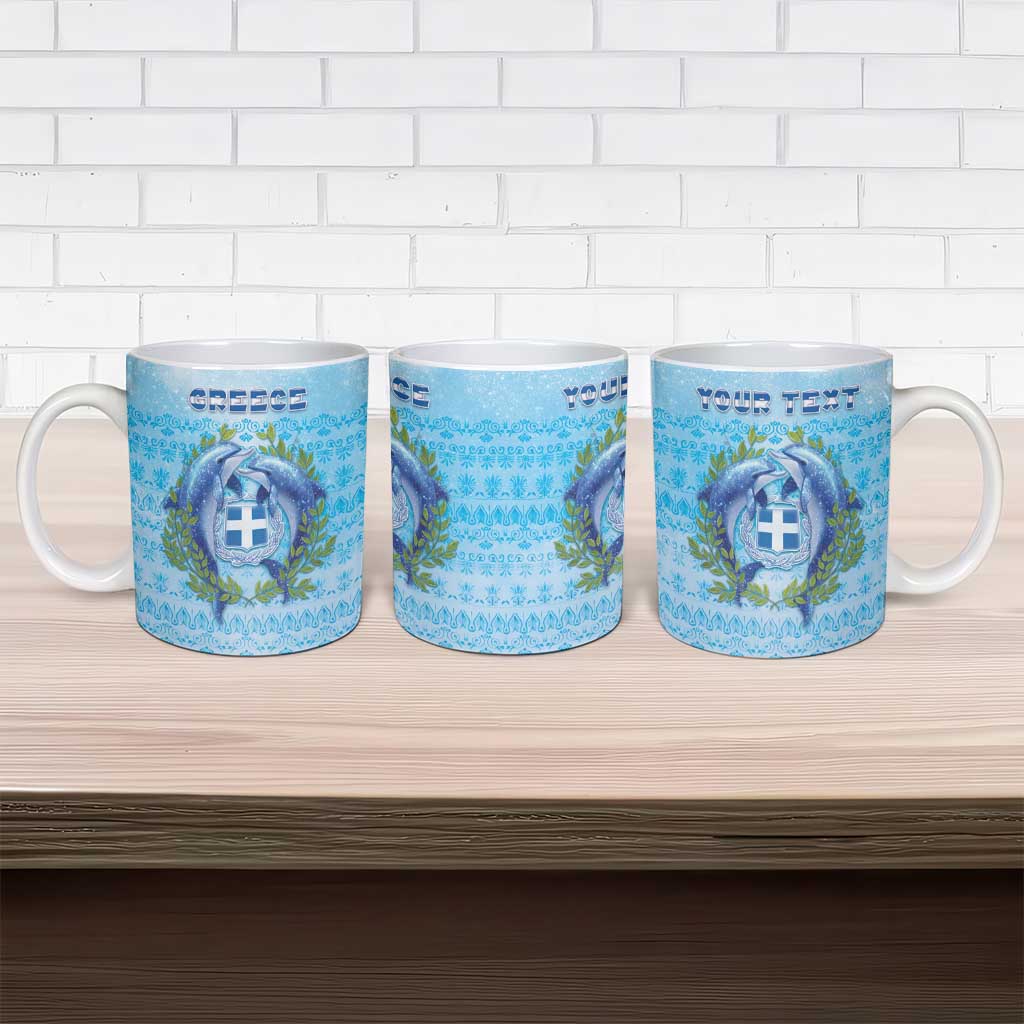 Personalized Greece Ceramic Mug Dolphins And Symbol - Wonder Print Shop