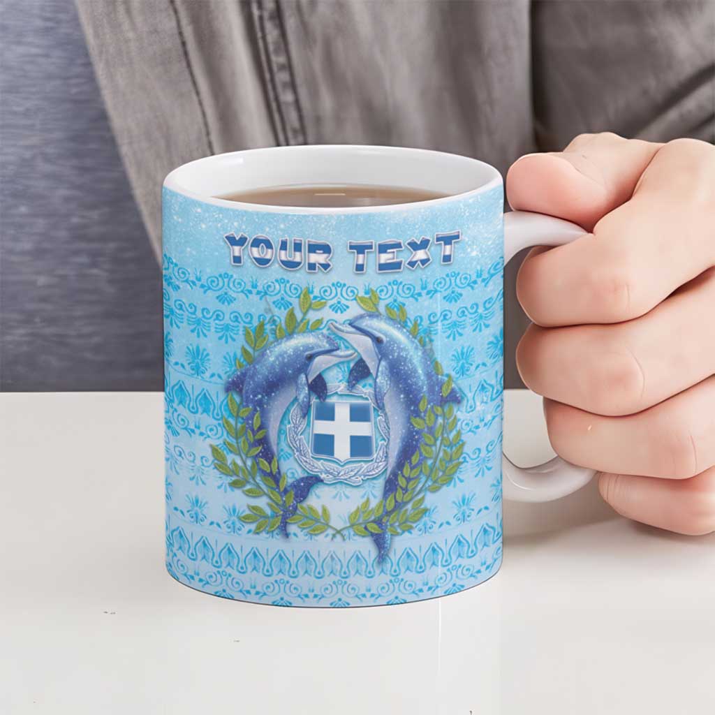 Personalized Greece Ceramic Mug Dolphins And Symbol - Wonder Print Shop