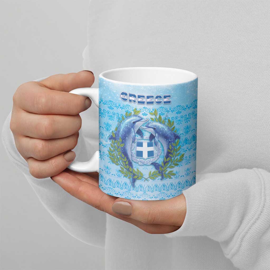 Personalized Greece Ceramic Mug Dolphins And Symbol - Wonder Print Shop