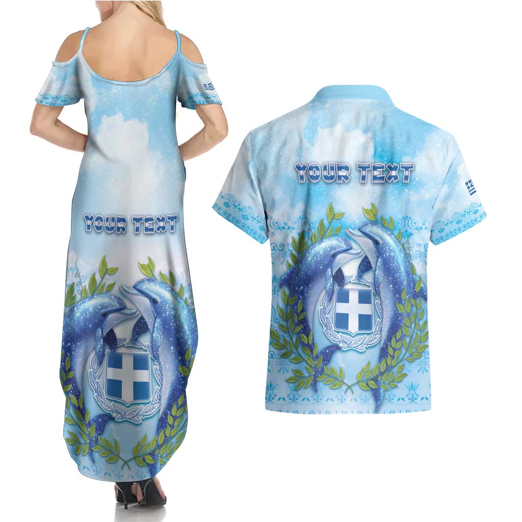 Personalized Greece Couples Matching Summer Maxi Dress and Hawaiian Shirt Dolphins And Symbol - Wonder Print Shop