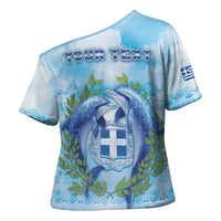 Personalized Greece Cross Shoulder Shirt Dolphins And Symbol - Wonder Print Shop