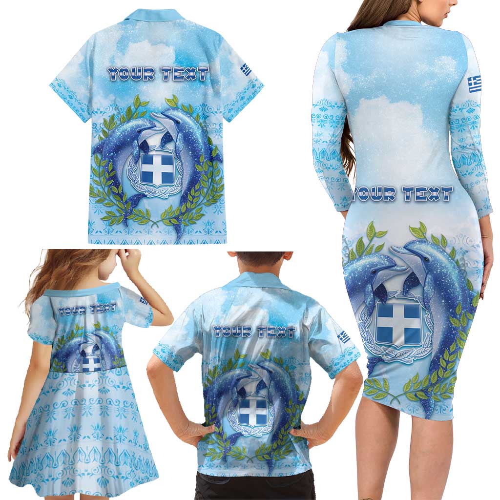 Personalized Greece Family Matching Long Sleeve Bodycon Dress and Hawaiian Shirt Dolphins And Symbol - Wonder Print Shop