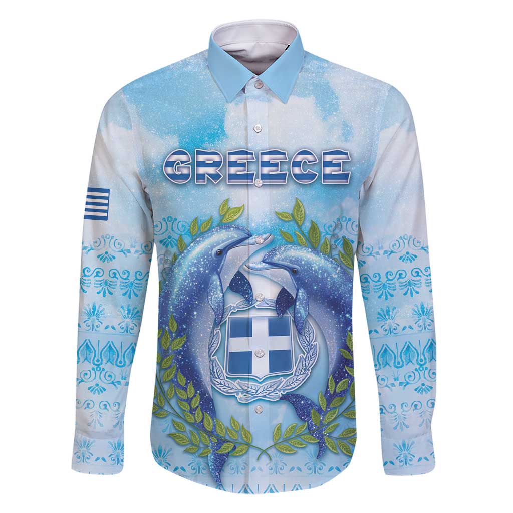 Personalized Greece Family Matching Long Sleeve Bodycon Dress and Hawaiian Shirt Dolphins And Symbol - Wonder Print Shop