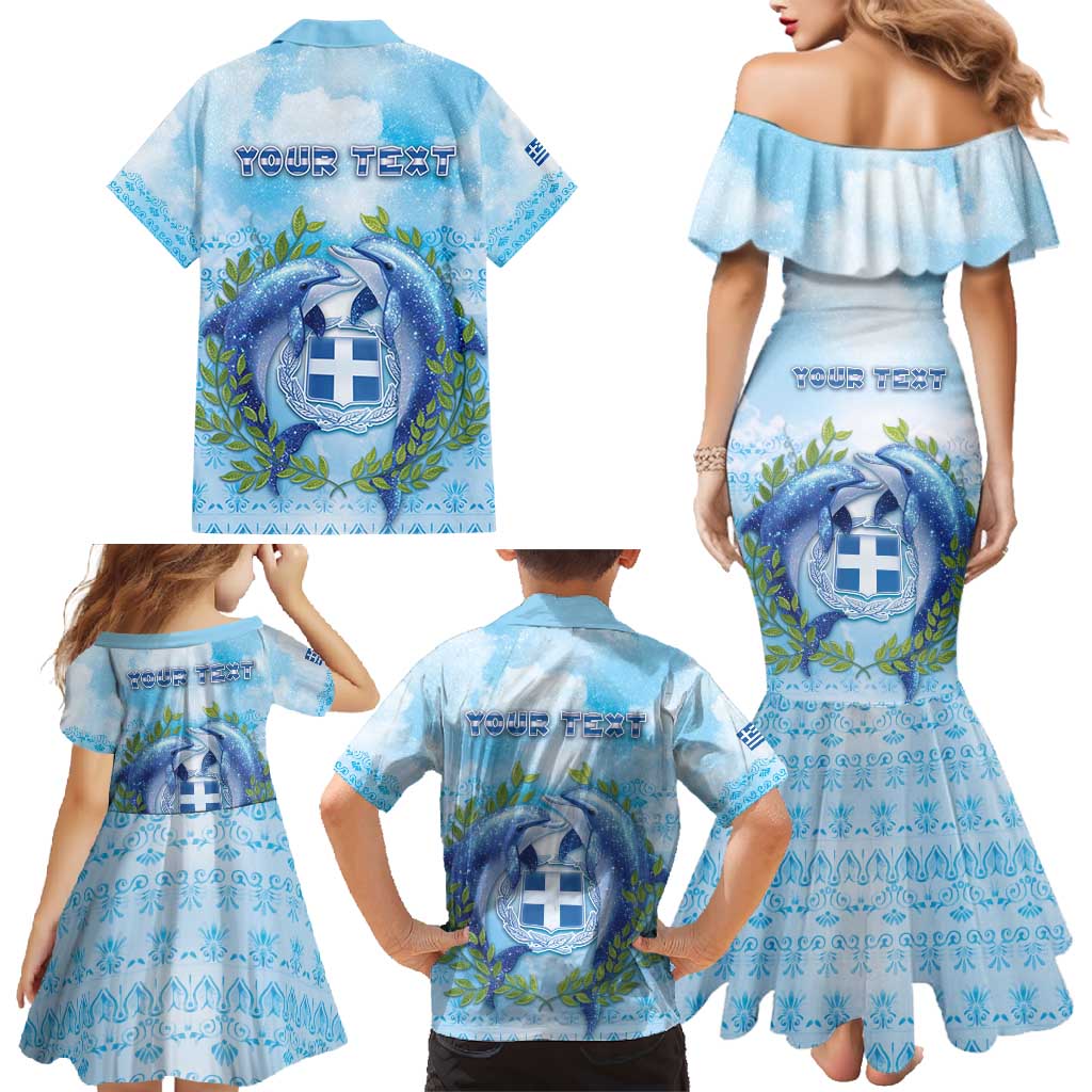 Personalized Greece Family Matching Mermaid Dress and Hawaiian Shirt Dolphins And Symbol - Wonder Print Shop
