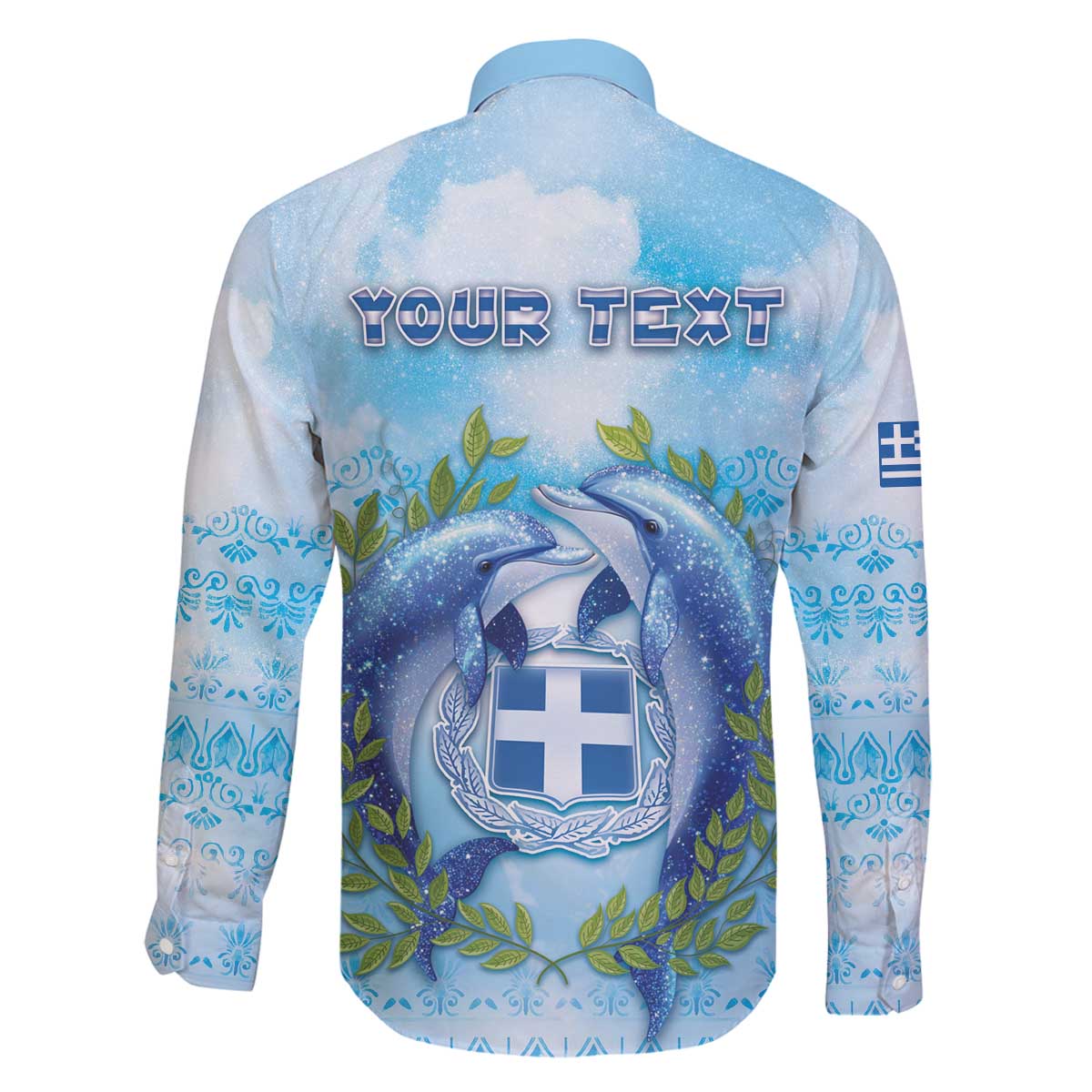 Personalized Greece Family Matching Off The Shoulder Long Sleeve Dress and Hawaiian Shirt Dolphins And Symbol - Wonder Print Shop