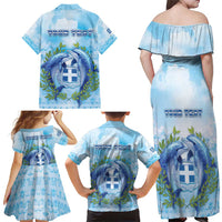 Personalized Greece Family Matching Off Shoulder Maxi Dress and Hawaiian Shirt Dolphins And Symbol - Wonder Print Shop