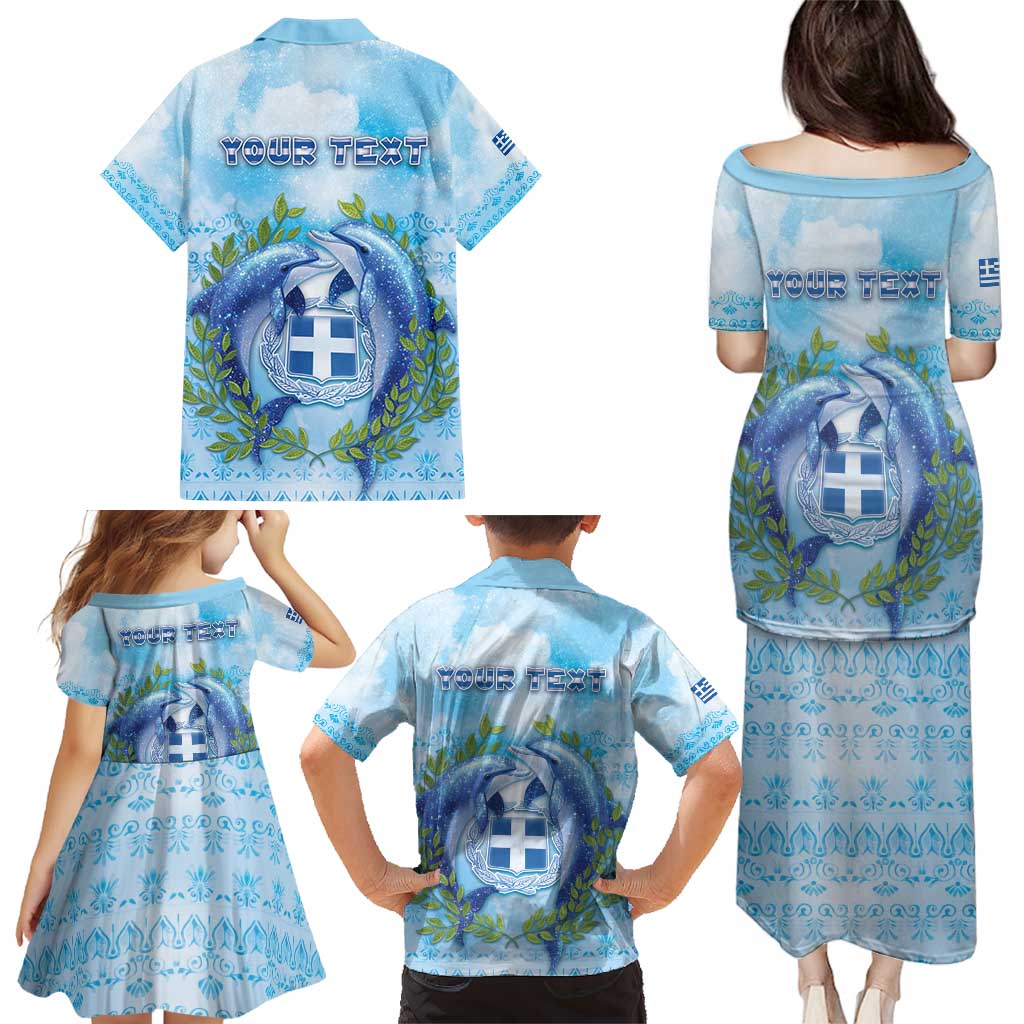 Personalized Greece Family Matching Puletasi and Hawaiian Shirt Dolphins And Symbol - Wonder Print Shop
