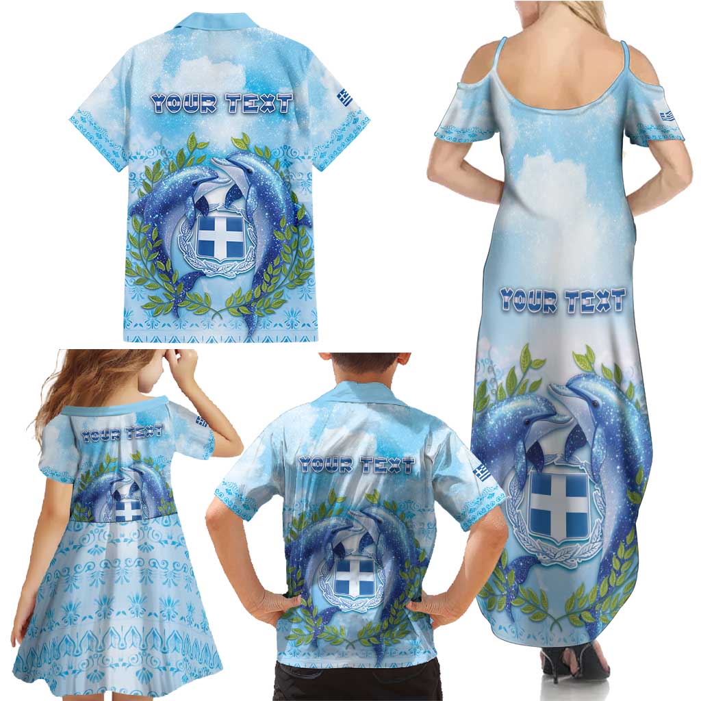 Personalized Greece Family Matching Summer Maxi Dress and Hawaiian Shirt Dolphins And Symbol - Wonder Print Shop
