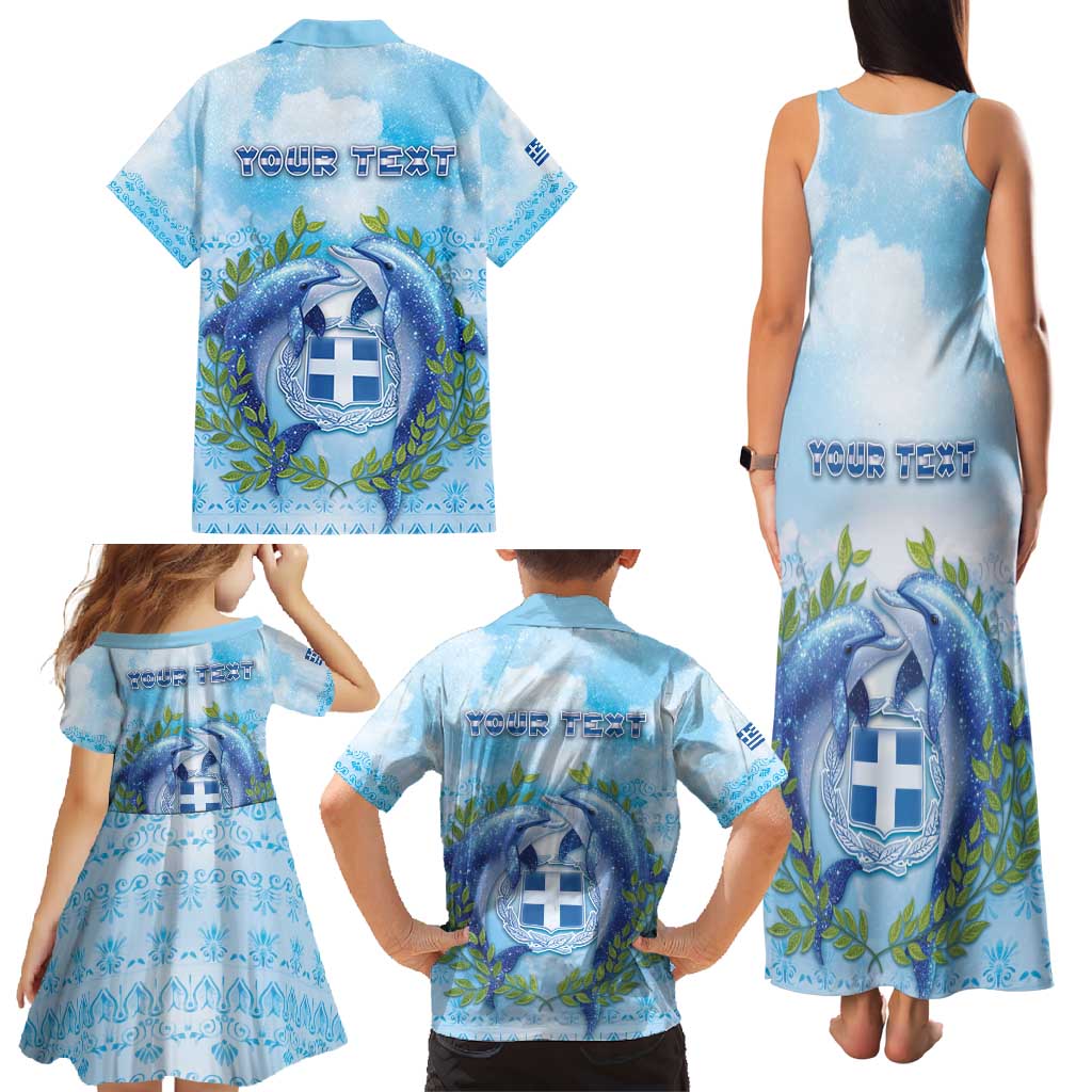 Personalized Greece Family Matching Tank Maxi Dress and Hawaiian Shirt Dolphins And Symbol - Wonder Print Shop