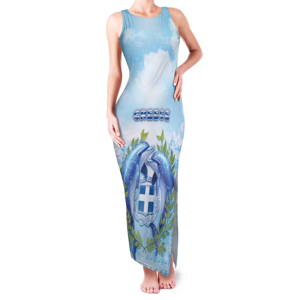 Personalized Greece Family Matching Tank Maxi Dress and Hawaiian Shirt Dolphins And Symbol - Wonder Print Shop