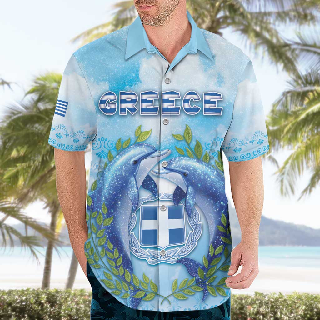 Personalized Greece Hawaiian Shirt Dolphins And Symbol - Wonder Print Shop