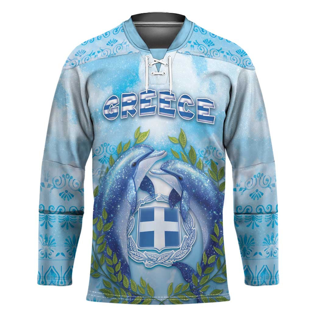 Personalized Greece Hockey Jersey Dolphins And Symbol - Wonder Print Shop