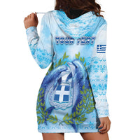 Personalized Greece Hoodie Dress Dolphins And Symbol - Wonder Print Shop