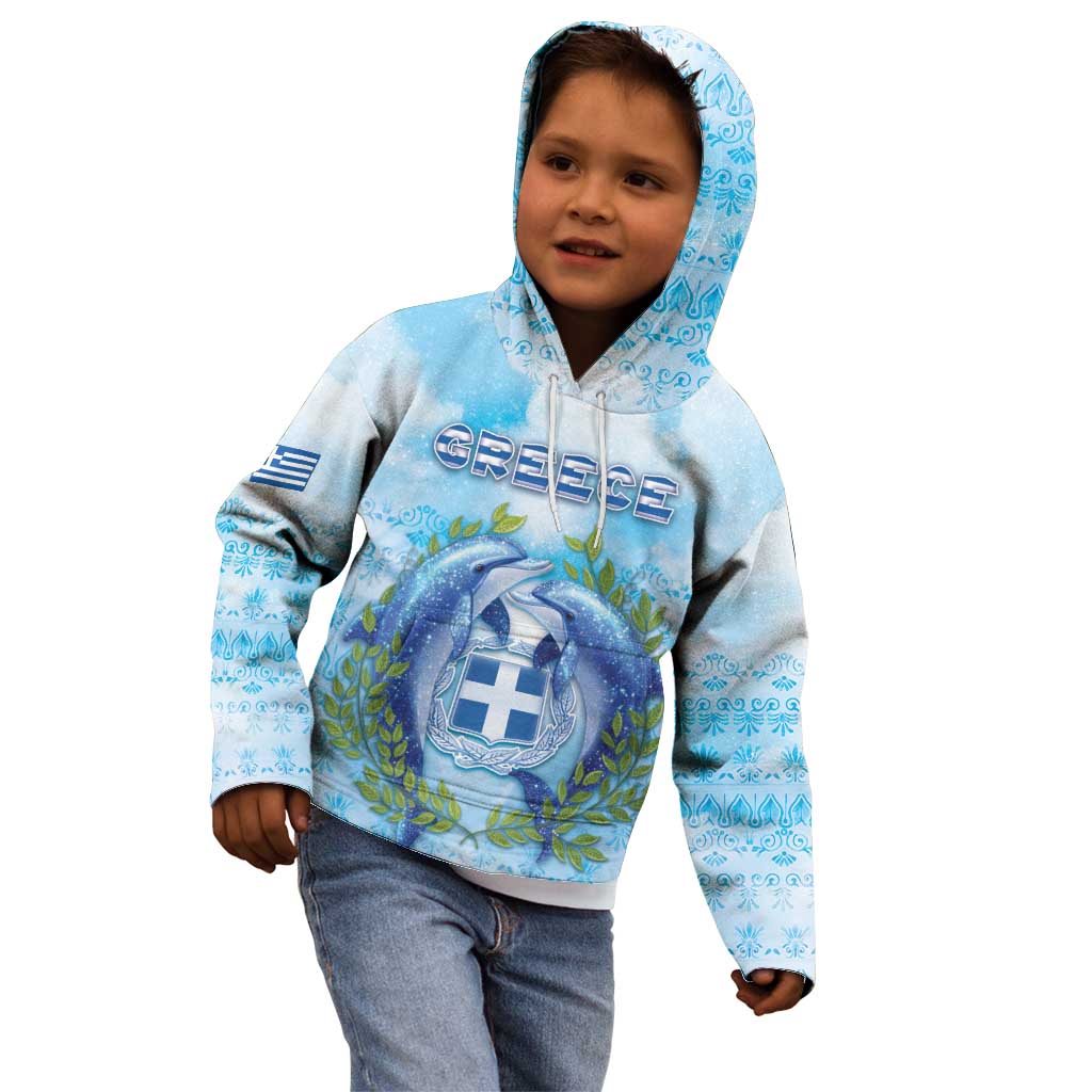 Personalized Greece Kid Hoodie Dolphins And Symbol - Wonder Print Shop
