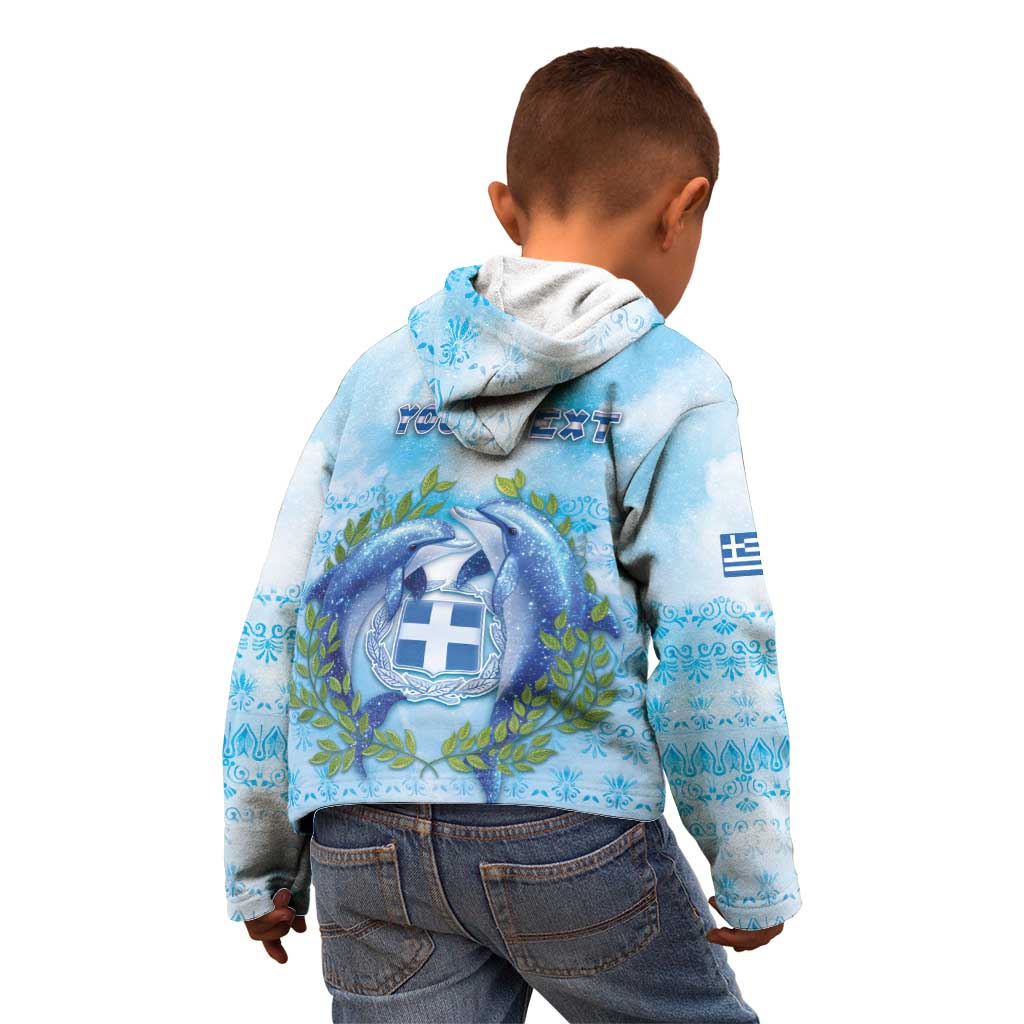 Personalized Greece Kid Hoodie Dolphins And Symbol - Wonder Print Shop