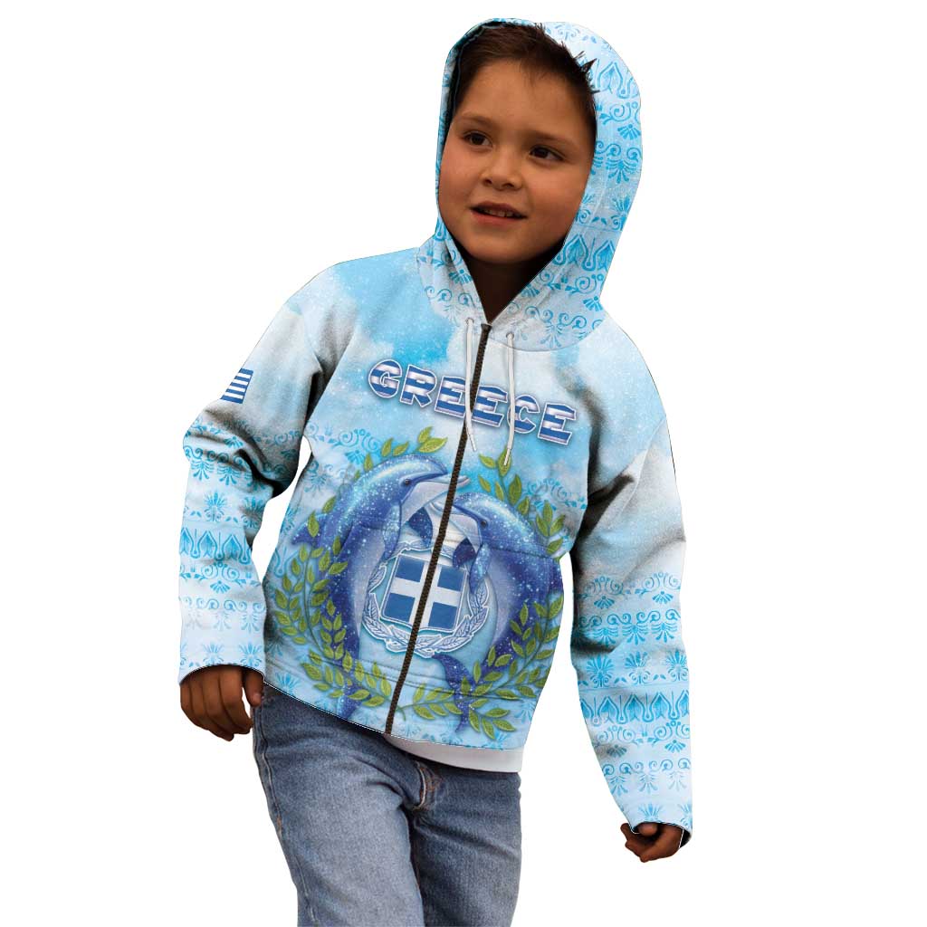 Personalized Greece Kid Hoodie Dolphins And Symbol - Wonder Print Shop