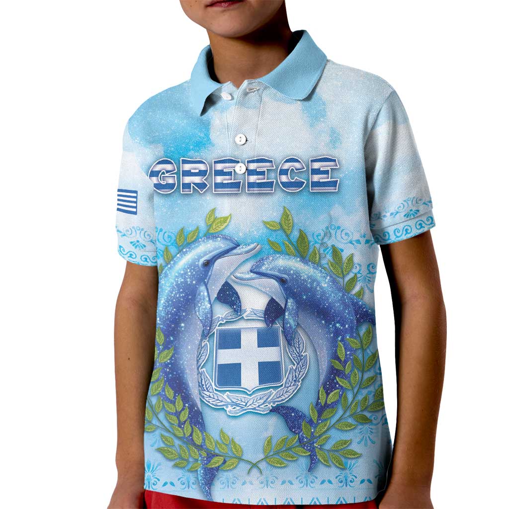 Personalized Greece Kid Polo Shirt Dolphins And Symbol - Wonder Print Shop