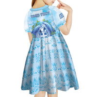 Personalized Greece Kid Short Sleeve Dress Dolphins And Symbol - Wonder Print Shop