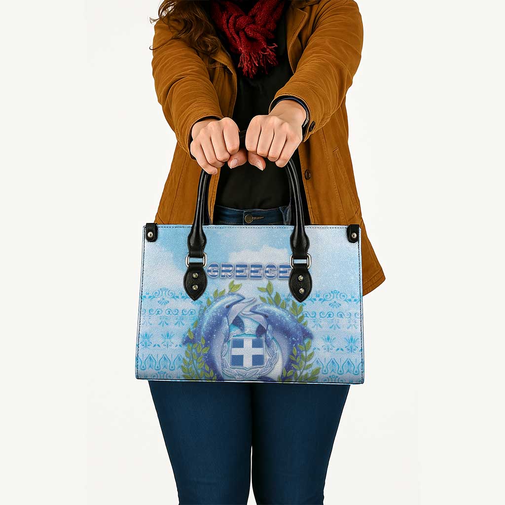 Greece Leather Bag Dolphins And Symbol - Wonder Print Shop