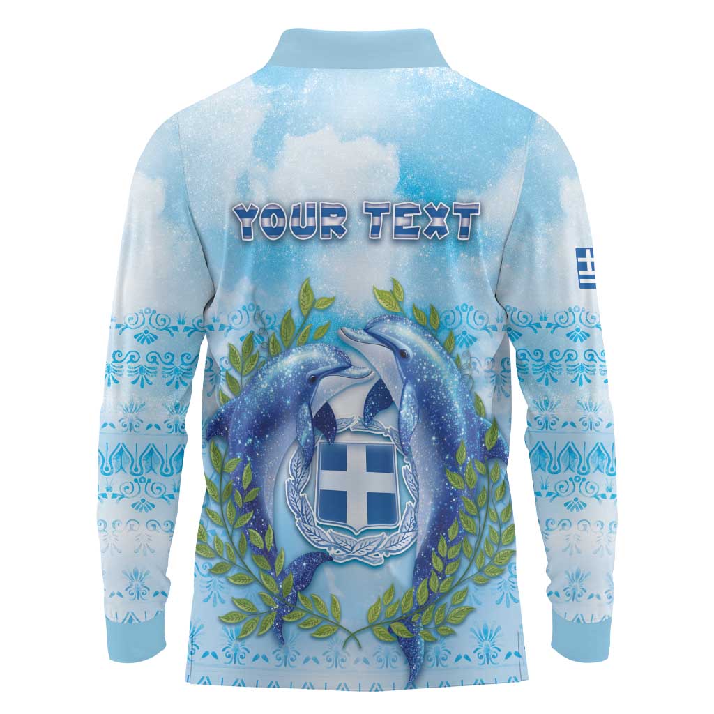 Personalized Greece Long Sleeve Polo Shirt Dolphins And Symbol - Wonder Print Shop
