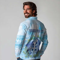 Personalized Greece Long Sleeve Polo Shirt Dolphins And Symbol - Wonder Print Shop