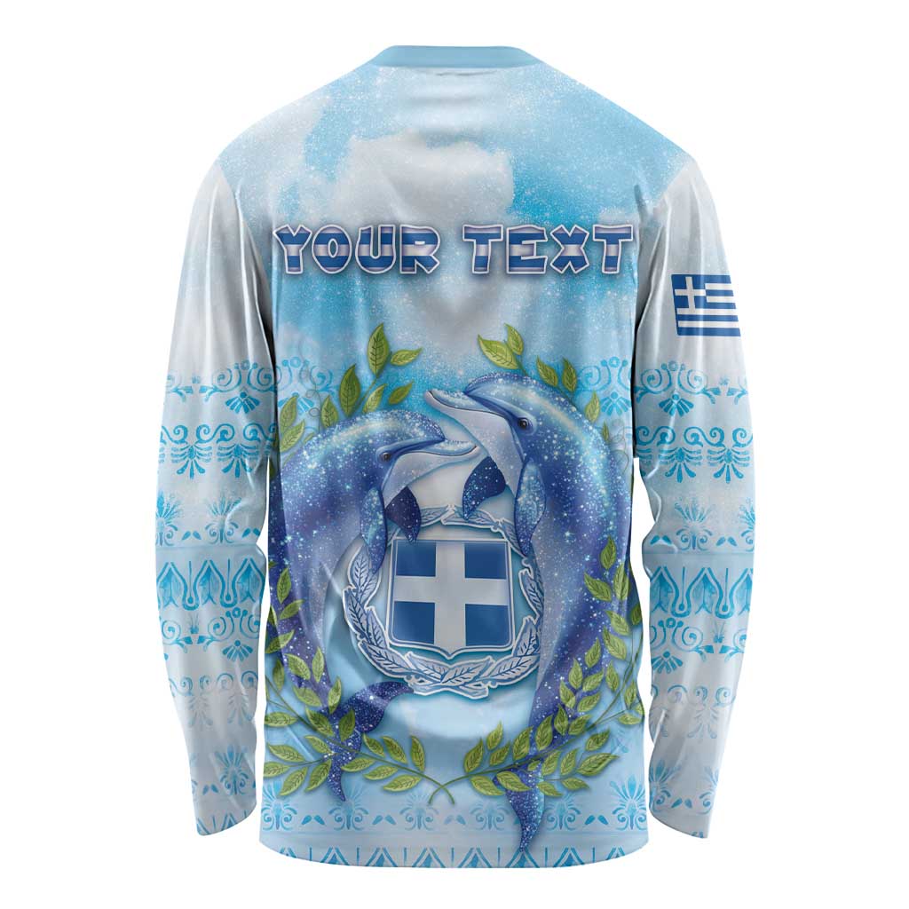 Personalized Greece Long Sleeve Shirt Dolphins And Symbol - Wonder Print Shop