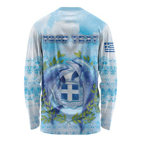 Personalized Greece Long Sleeve Shirt Dolphins And Symbol - Wonder Print Shop