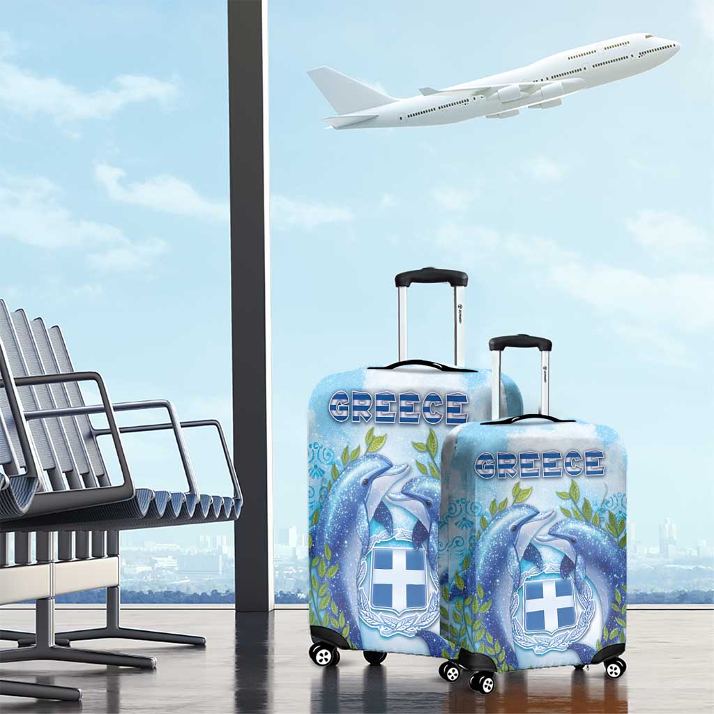 Greece Luggage Cover Dolphins And Symbol - Wonder Print Shop