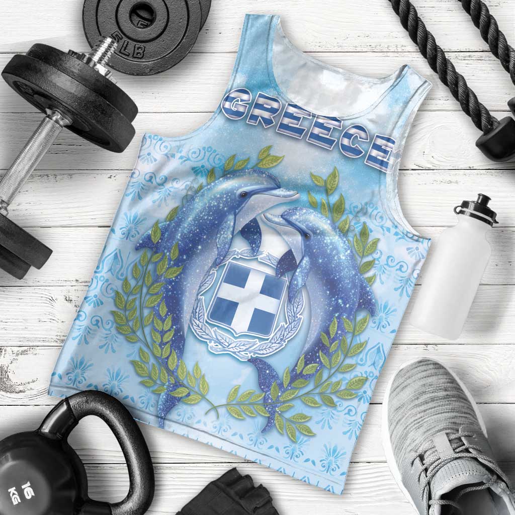 Personalized Greece Men Tank Top Dolphins And Symbol - Wonder Print Shop