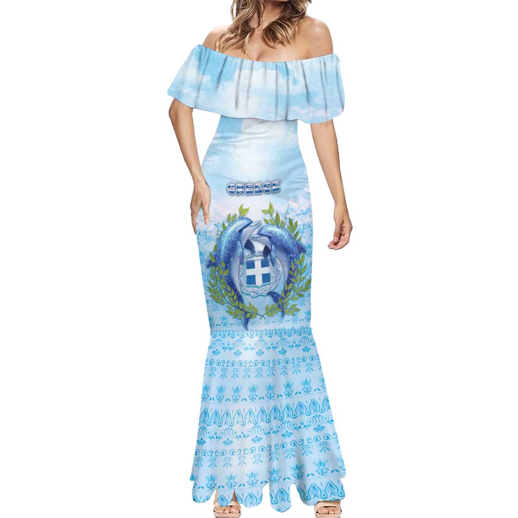 Personalized Greece Mermaid Dress Dolphins And Symbol - Wonder Print Shop