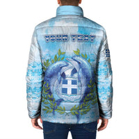Personalized Greece Padded Jacket Dolphins And Symbol - Wonder Print Shop