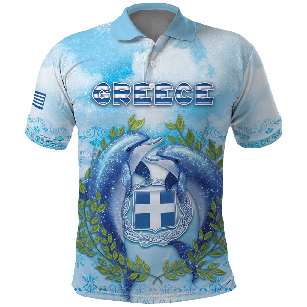 Personalized Greece Polo Shirt Dolphins And Symbol - Wonder Print Shop