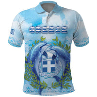 Personalized Greece Polo Shirt Dolphins And Symbol - Wonder Print Shop