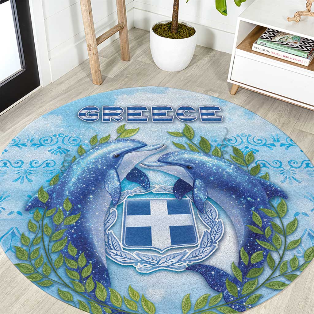 Greece Round Carpet Dolphins And Symbol - Wonder Print Shop