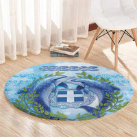 Greece Round Carpet Dolphins And Symbol - Wonder Print Shop