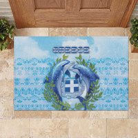 Greece Rubber Doormat Dolphins And Symbol - Wonder Print Shop