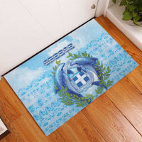 Greece Rubber Doormat Dolphins And Symbol - Wonder Print Shop