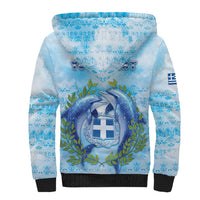 Personalized Greece Sherpa Hoodie Dolphins And Symbol - Wonder Print Shop