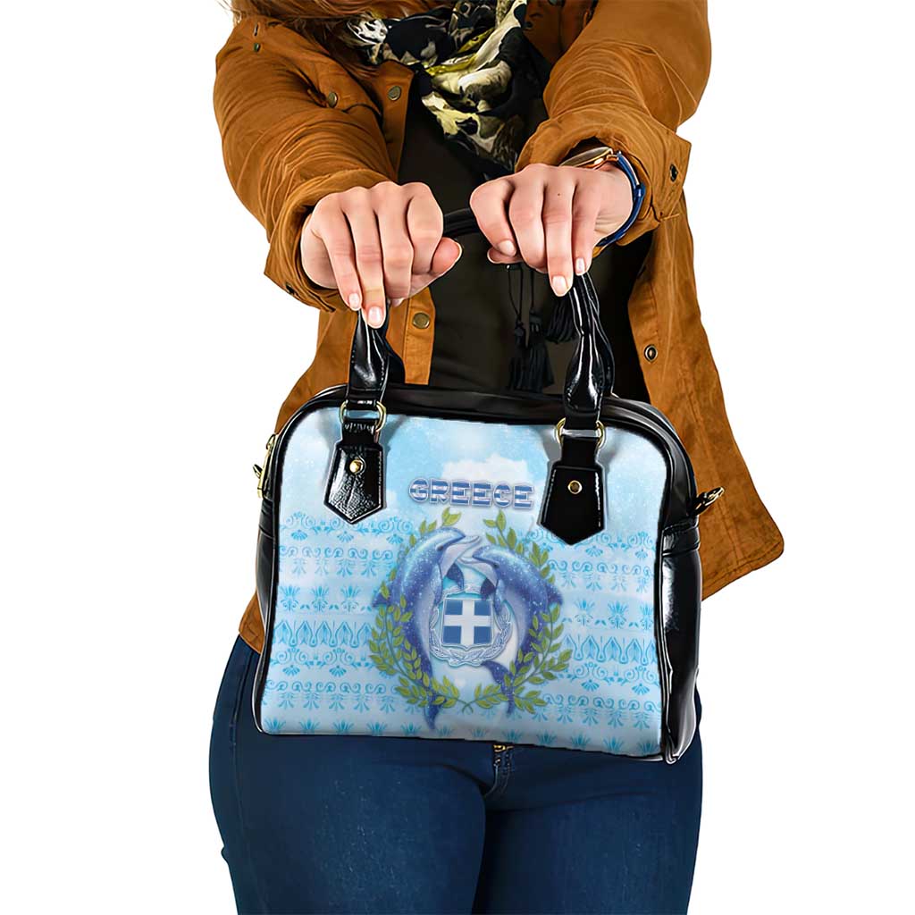 Greece Shoulder Handbag Dolphins And Symbol - Wonder Print Shop