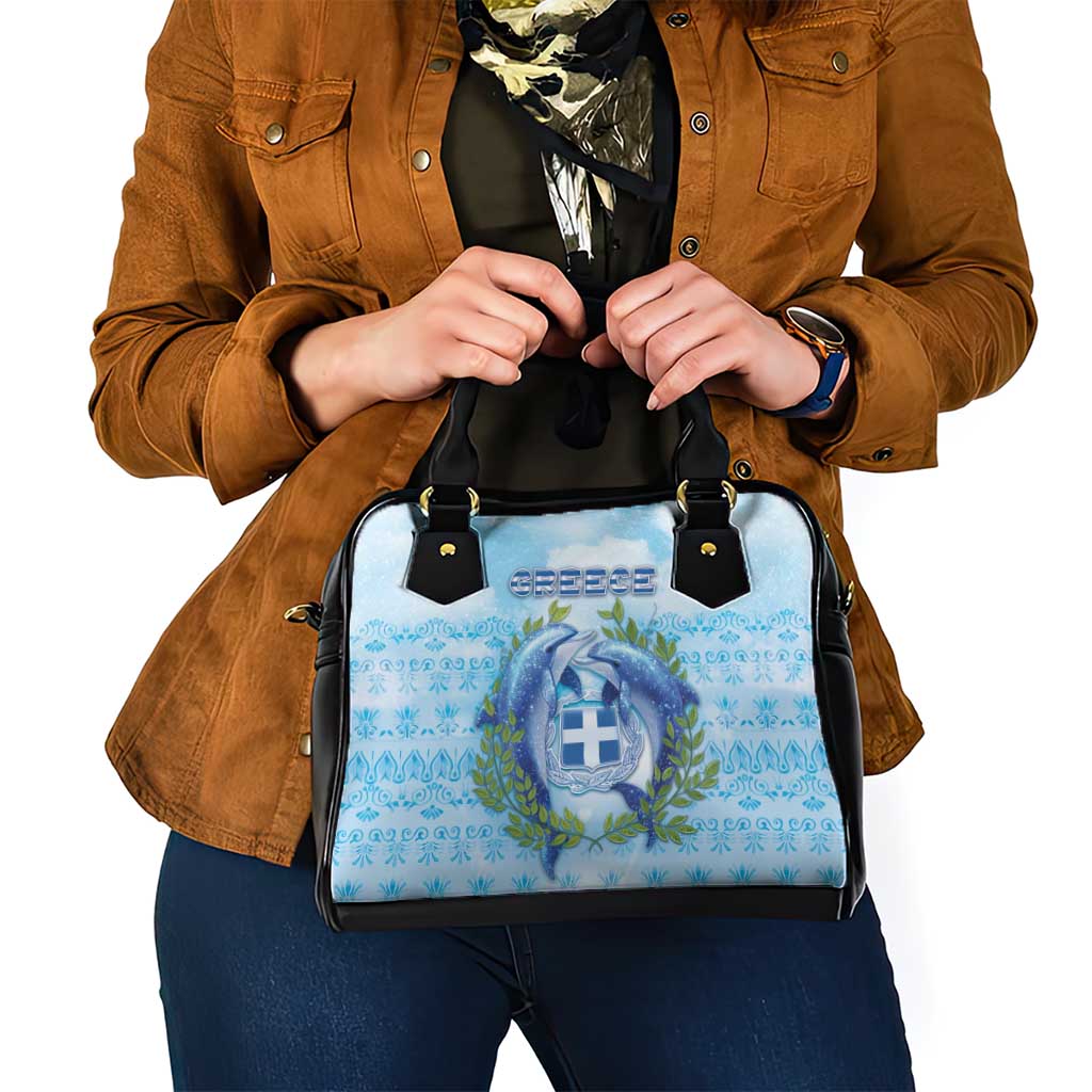 Greece Shoulder Handbag Dolphins And Symbol - Wonder Print Shop