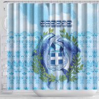 Greece Shower Curtain Dolphins And Symbol - Wonder Print Shop