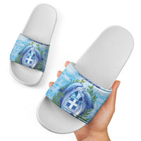 Greece Slide Sandals Dolphins And Symbol - Wonder Print Shop