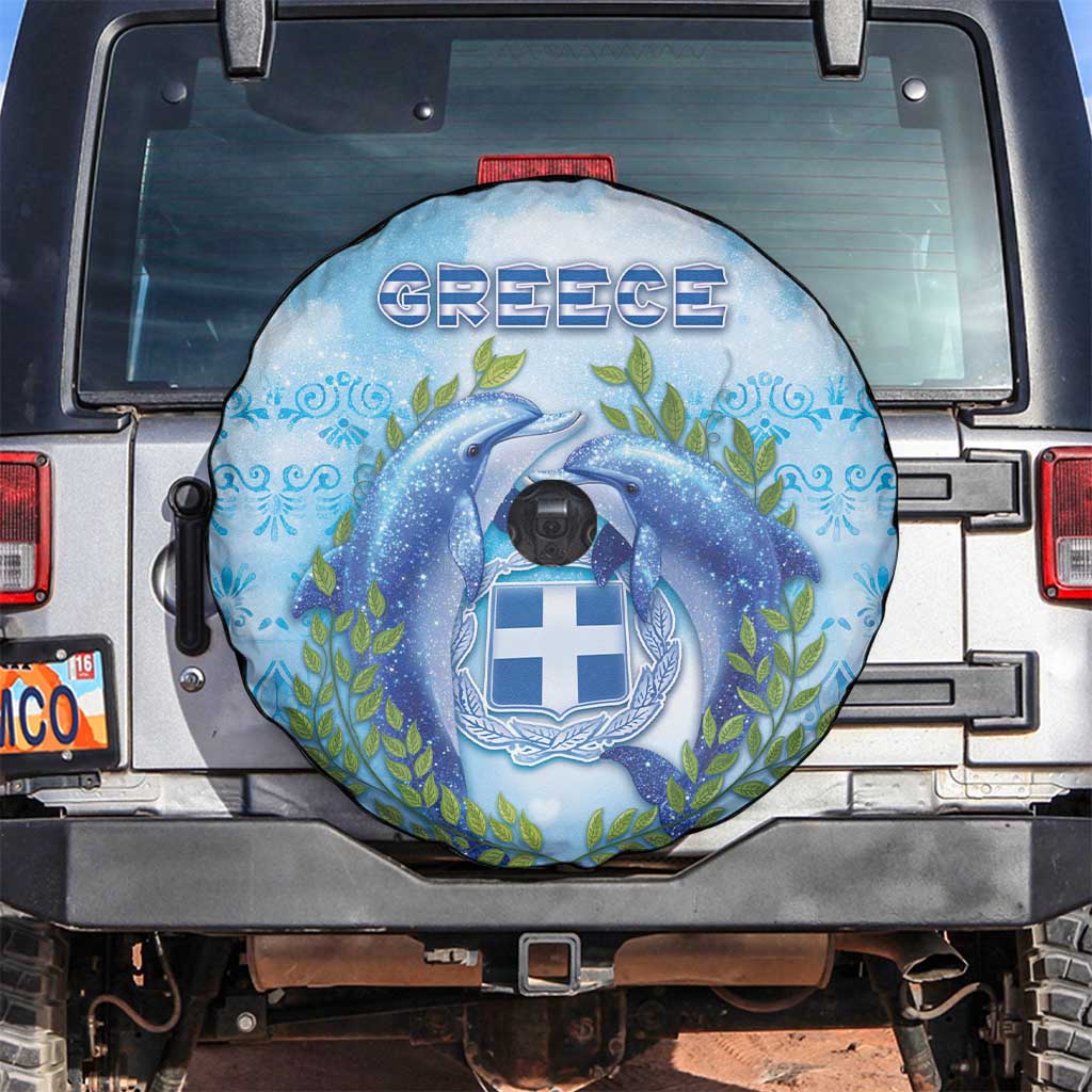 Greece Spare Tire Cover Dolphins And Symbol - Wonder Print Shop
