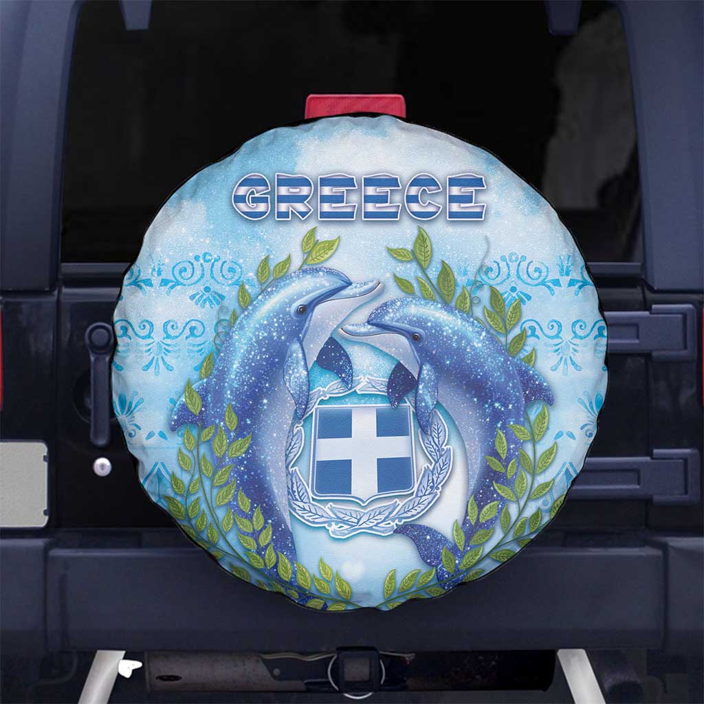 Greece Spare Tire Cover Dolphins And Symbol - Wonder Print Shop