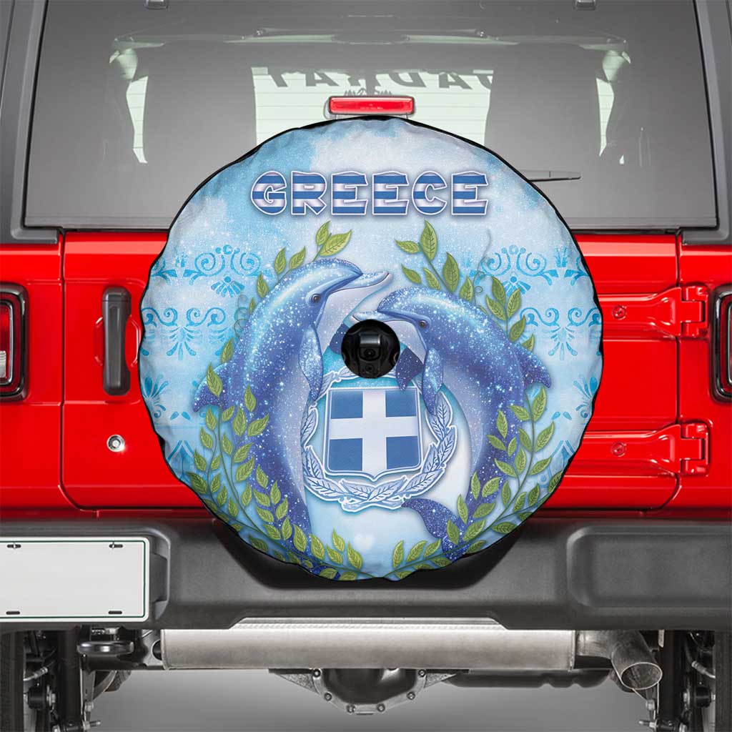 Greece Spare Tire Cover Dolphins And Symbol - Wonder Print Shop