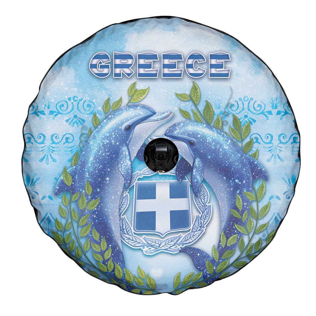 Greece Spare Tire Cover Dolphins And Symbol - Wonder Print Shop