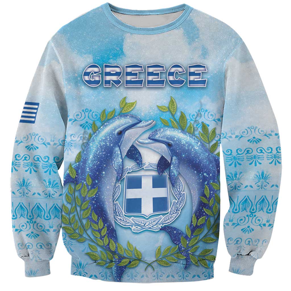 Personalized Greece Sweatshirt Dolphins And Symbol - Wonder Print Shop