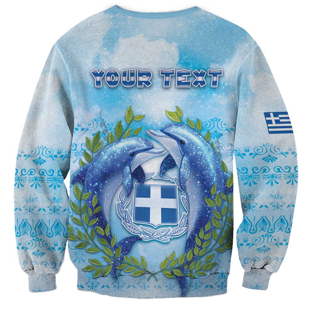 Personalized Greece Sweatshirt Dolphins And Symbol - Wonder Print Shop