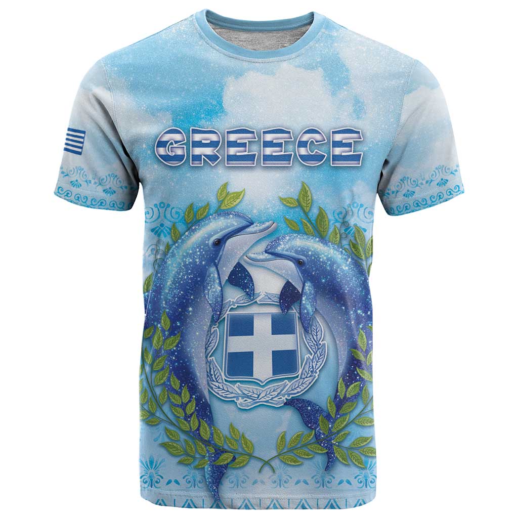 Personalized Greece T Shirt Dolphins And Symbol - Wonder Print Shop